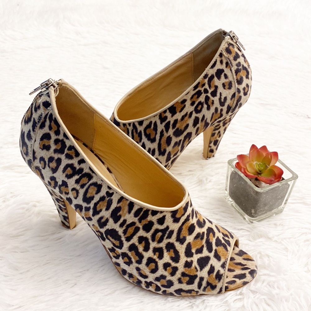 LOEFFLER RANDALL | Leopard print peep toe heel ankle bootie women SIZE 8… - Picture 2 of 9